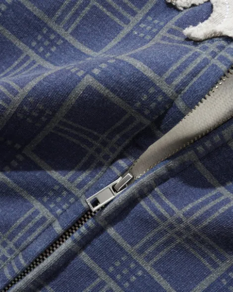 Amplify Zip-Thru Hood, Washed Navy Plaid