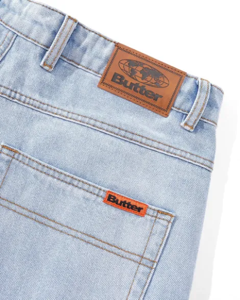 Baggy Denim Shorts, Light Blue
