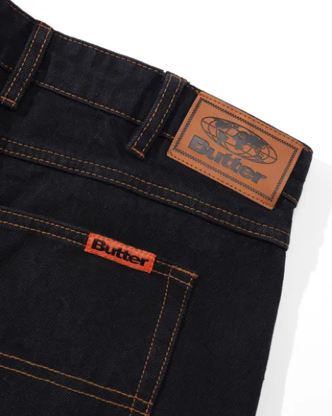 Baggy Denim Shorts, Washed Black