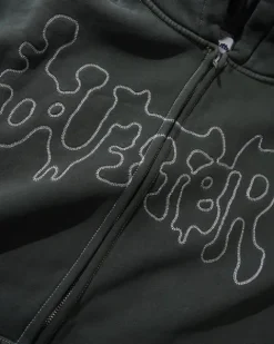 Blotch Zip-Thru Hood, Washed Black