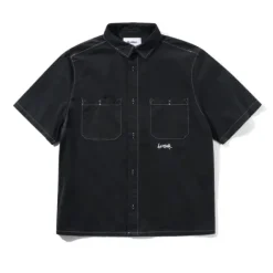 Contrast Stitch S/S Shirt, Washed Black