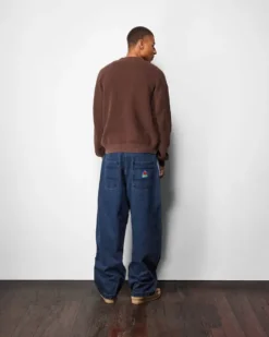 Distressed Waffle Knit Sweater, Washed Bark