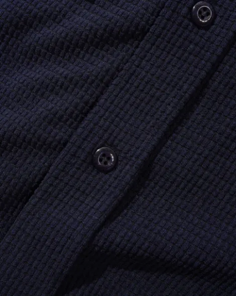 Grid Cord Overshirt, Navy