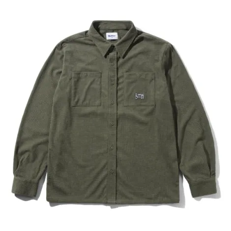 Grid Cord Overshirt, Olive