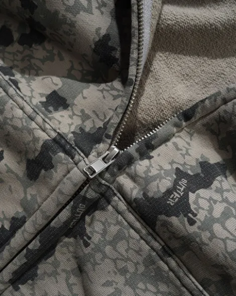Lowland Camo Zip-Thru Hood, Washed Black