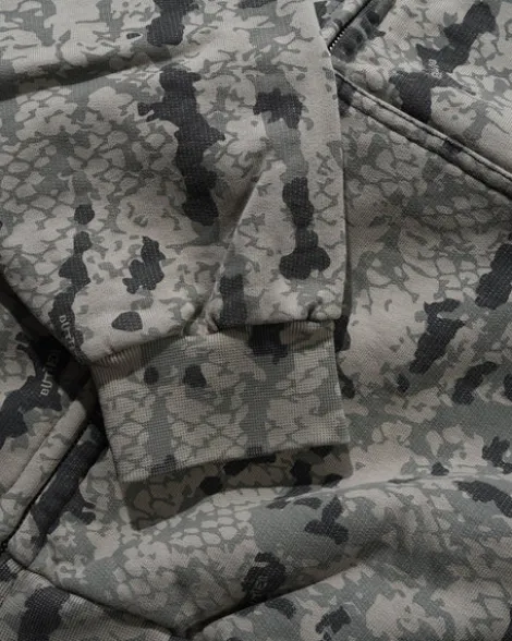 Lowland Camo Zip-Thru Hood, Washed Black