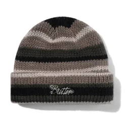 Ombre Stripe Knit Beanie, Black