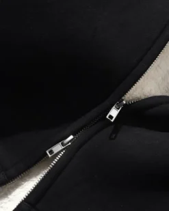 Pile Lined Zip-Thru Hood, Black