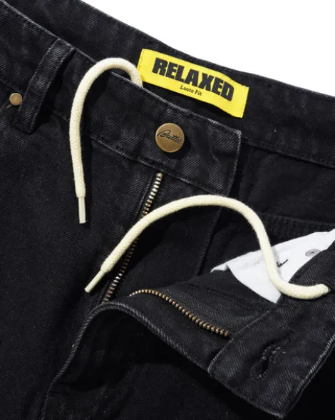 Relaxed Denim Jeans, Flat Black