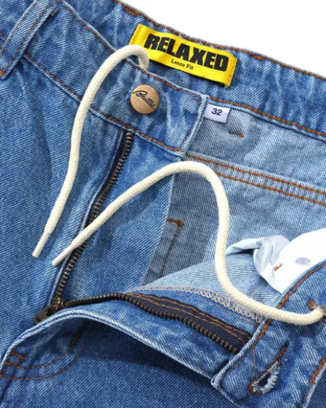 Relaxed Denim Jeans, Washed Indigo