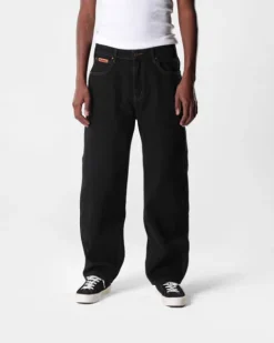 Relaxed Denim Jeans, Washed Black