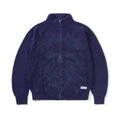 Shout Zip-Thru Knit Sweater, Dark Blue
