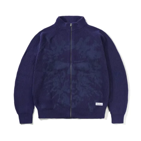 Shout Zip-Thru Knit Sweater, Dark Blue