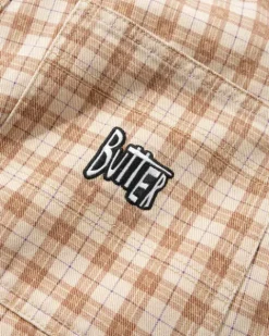 Spike Work Shorts, Sandstone Plaid