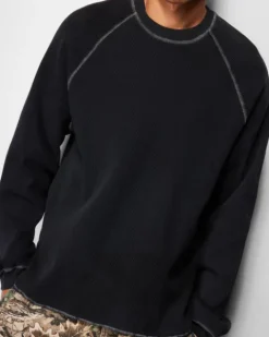 Waffle L/S Top, Washed Black
