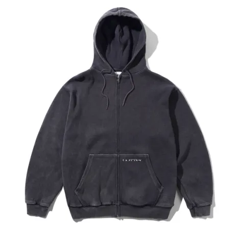 Waffle Zip-Thru Hood, Black Overdye