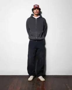Waffle Zip-Thru Hood, Black Overdye