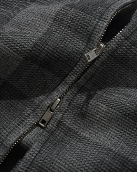 Waffle Zip-Thru Hood, Grey Plaid