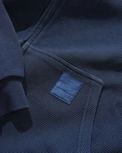 Waffle Zip-Thru Hood, Navy Overdye