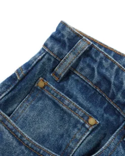 Wide Cut Denim Jeans, Mid Blue
