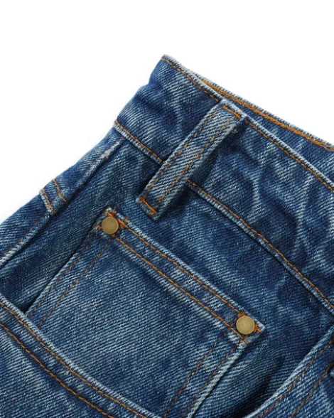 Wide Cut Denim Jeans, Mid Blue