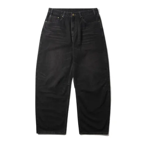 Wide Cut Denim Jeans, Tinted Black