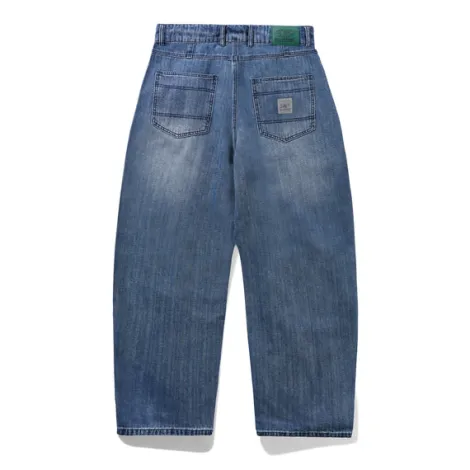 Wide Cut Denim Jeans, Vertical Stripe