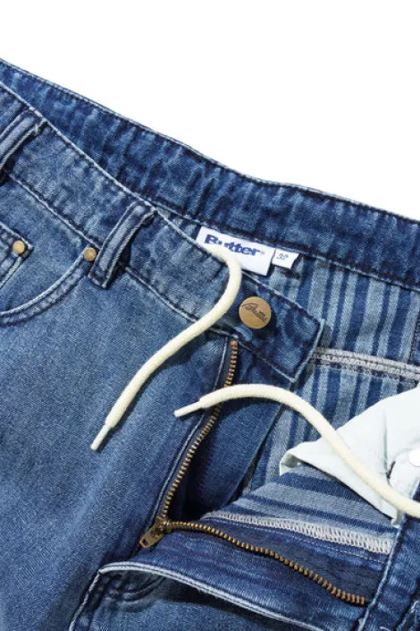 Wide Cut Denim Jeans, Vertical Stripe