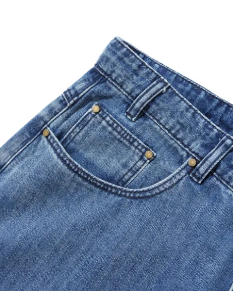 Wide Cut Denim Jeans, Vertical Stripe